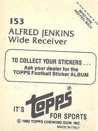 1982 Topps Stickers #153 Alfred Jenkins Back