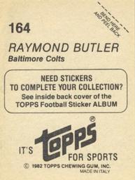 1982 Topps Stickers #164 Raymond Butler Back