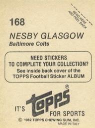 1982 Topps Stickers #168 Nesby Glasgow Back