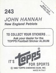 1982 Topps Stickers #243 John Hannah Back