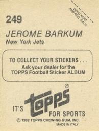 1982 Topps Stickers #249 Jerome Barkum Back