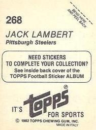1982 Topps Stickers #268 Jack Lambert Back