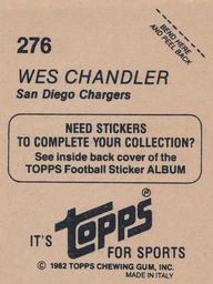 1982 Topps Stickers #276 Wes Chandler Back