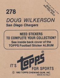 1982 Topps Stickers #278 Doug Wilkerson Back