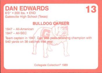 1989 Collegiate Collection Georgia Bulldogs (200) #13 Dan Edwards Back