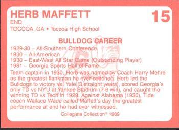 1989 Collegiate Collection Georgia Bulldogs (200) #15 Herb Maffett Back
