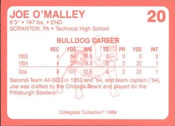 1989 Collegiate Collection Georgia Bulldogs (200) #20 Joe O'Malley Back
