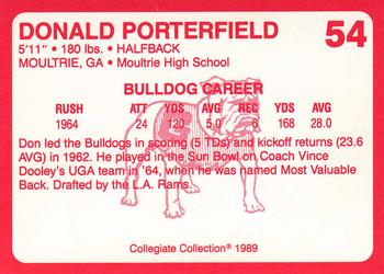 1989 Collegiate Collection Georgia Bulldogs (200) #54 Don Porterfield Back