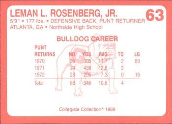 1989 Collegiate Collection Georgia Bulldogs (200) #63 Leman L. Rosenberg Back