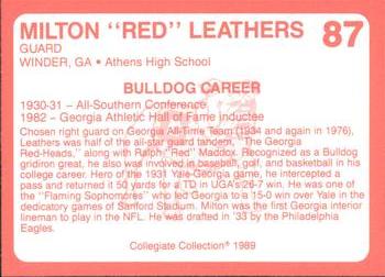 1989 Collegiate Collection Georgia Bulldogs (200) #87 Milton Leathers Back