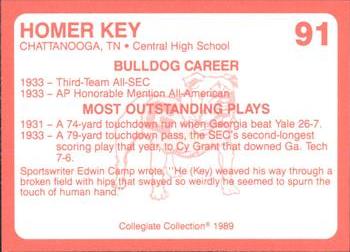 1989 Collegiate Collection Georgia Bulldogs (200) #91 Homer Key Back