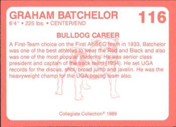1989 Collegiate Collection Georgia Bulldogs (200) #116 Graham Batchelor Back