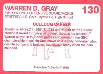 1989 Collegiate Collection Georgia Bulldogs (200) #130 Warren D. Gray Back