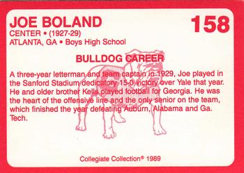 1989 Collegiate Collection Georgia Bulldogs (200) #158 Joe Boland Back
