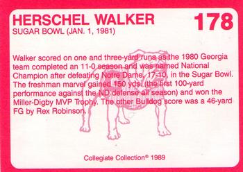 1989 Collegiate Collection Georgia Bulldogs (200) #178 Herschel Walker Back