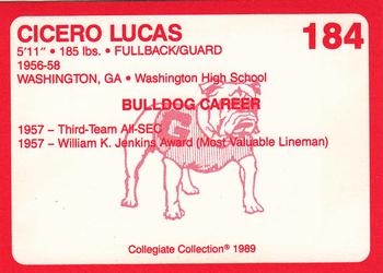 1989 Collegiate Collection Georgia Bulldogs (200) #184 Cicero Lucas Back