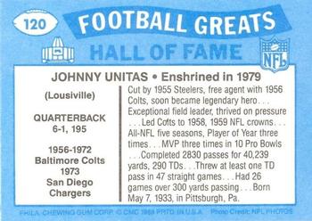 1988 Swell Greats #120 Johnny Unitas Back