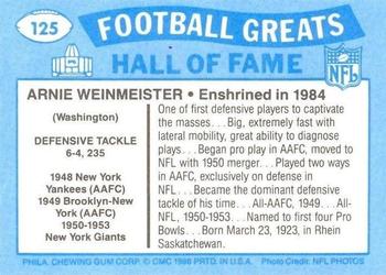 1988 Swell Greats #125 Arnie Weinmeister Back
