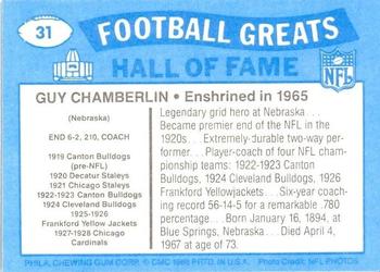 1988 Swell Greats #31 Guy Chamberlin Back