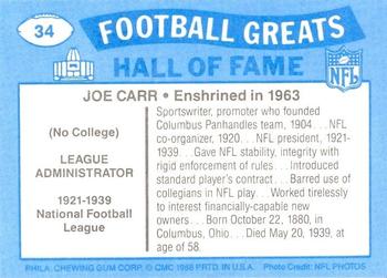 1988 Swell Greats #34 Joe Carr Back