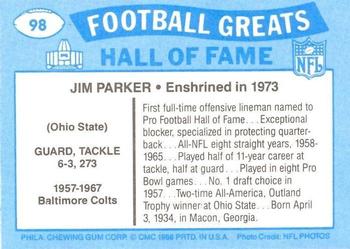 1988 Swell Greats #98 Jim Parker Back