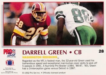 1992 Pro Set Power #28 Darrell Green Back