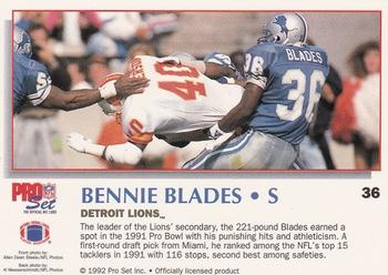 1992 Pro Set Power #36 Bennie Blades Back