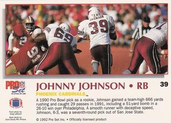 1992 Pro Set Power #39 Johnny Johnson Back