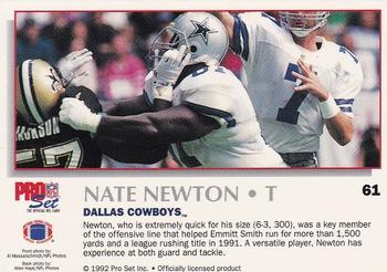 1992 Pro Set Power #61 Nate Newton Back