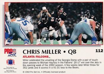1992 Pro Set Power #112 Chris Miller Back