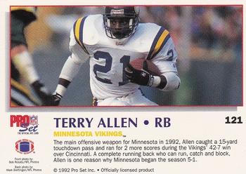 1992 Pro Set Power #121 Terry Allen Back