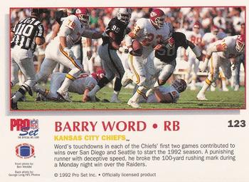 1992 Pro Set Power #123 Barry Word Back