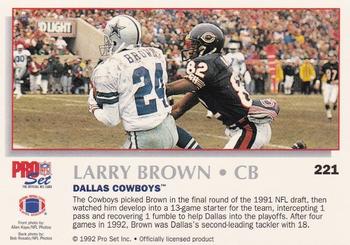 1992 Pro Set Power #221 Larry Brown Back