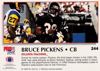 1992 Pro Set Power #244 Bruce Pickens Back