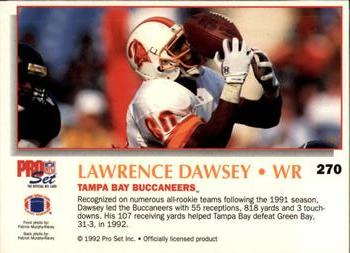1992 Pro Set Power #270 Lawrence Dawsey Back