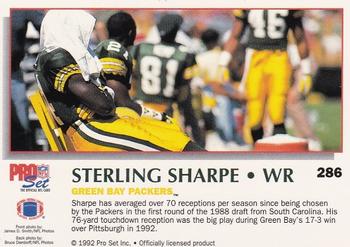 1992 Pro Set Power #286 Sterling Sharpe Back