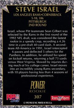 1992 Pro Set Power #307 Steve Israel Back