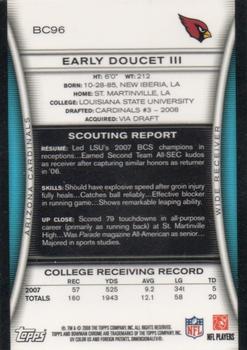 2008 Bowman Chrome #BC96 Early Doucet III Back
