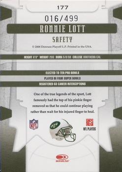 2008 Leaf Limited #177 Ronnie Lott Back