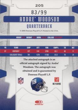 2008 Leaf Limited #205 Andre Woodson Back