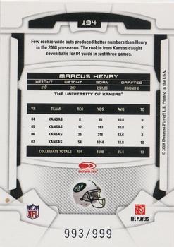 2008 Leaf Rookies & Stars #194 Marcus Henry Back