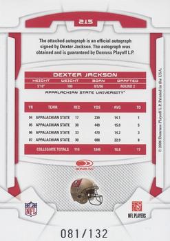2008 Leaf Rookies & Stars #215 Dexter Jackson Back