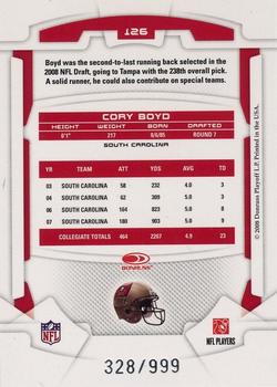2008 Leaf Rookies & Stars Longevity #126 Cory Boyd Back