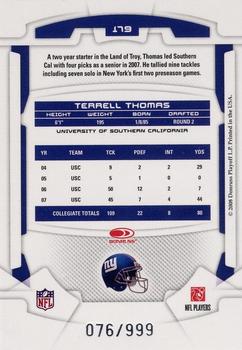 2008 Leaf Rookies & Stars Longevity #179 Terrell Thomas Back