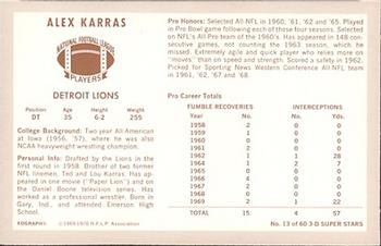 1970 Kellogg's #13 Alex Karras Back