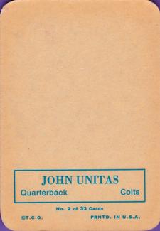 1970 Topps - Glossy #2 John Unitas Back