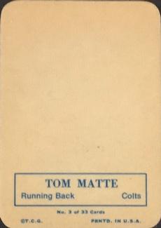 1970 Topps - Glossy #3 Tom Matte  Back
