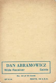 1970 Topps - Glossy #14 Dan Abramowicz  Back