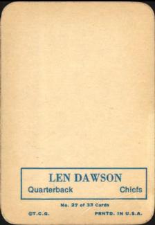 1970 Topps - Glossy #27 Len Dawson  Back