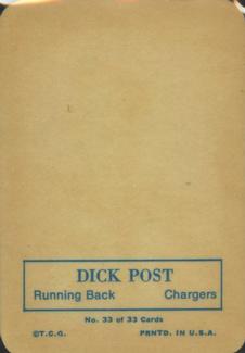 1970 Topps - Glossy #33 Dick Post  Back